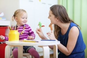 woman works through speech language pathology SLP externship